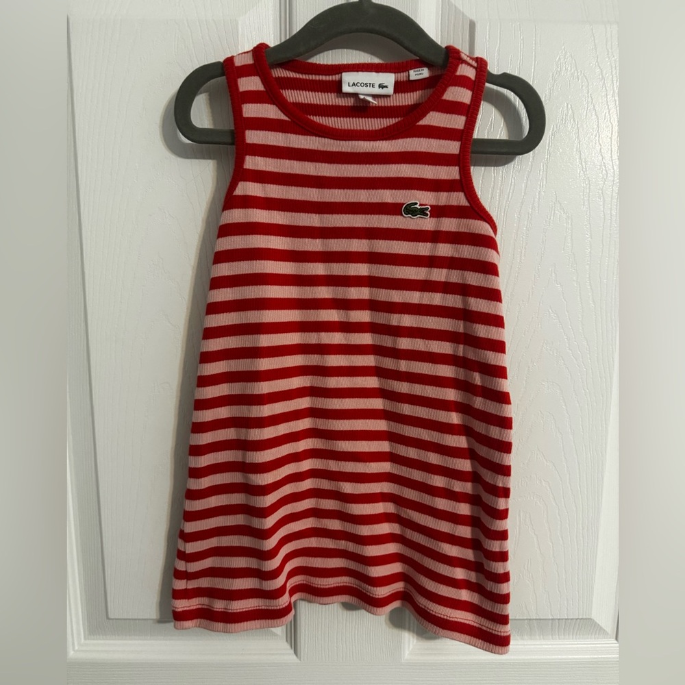 Lacoste Red and White Striped Kids Tank Top (3T)